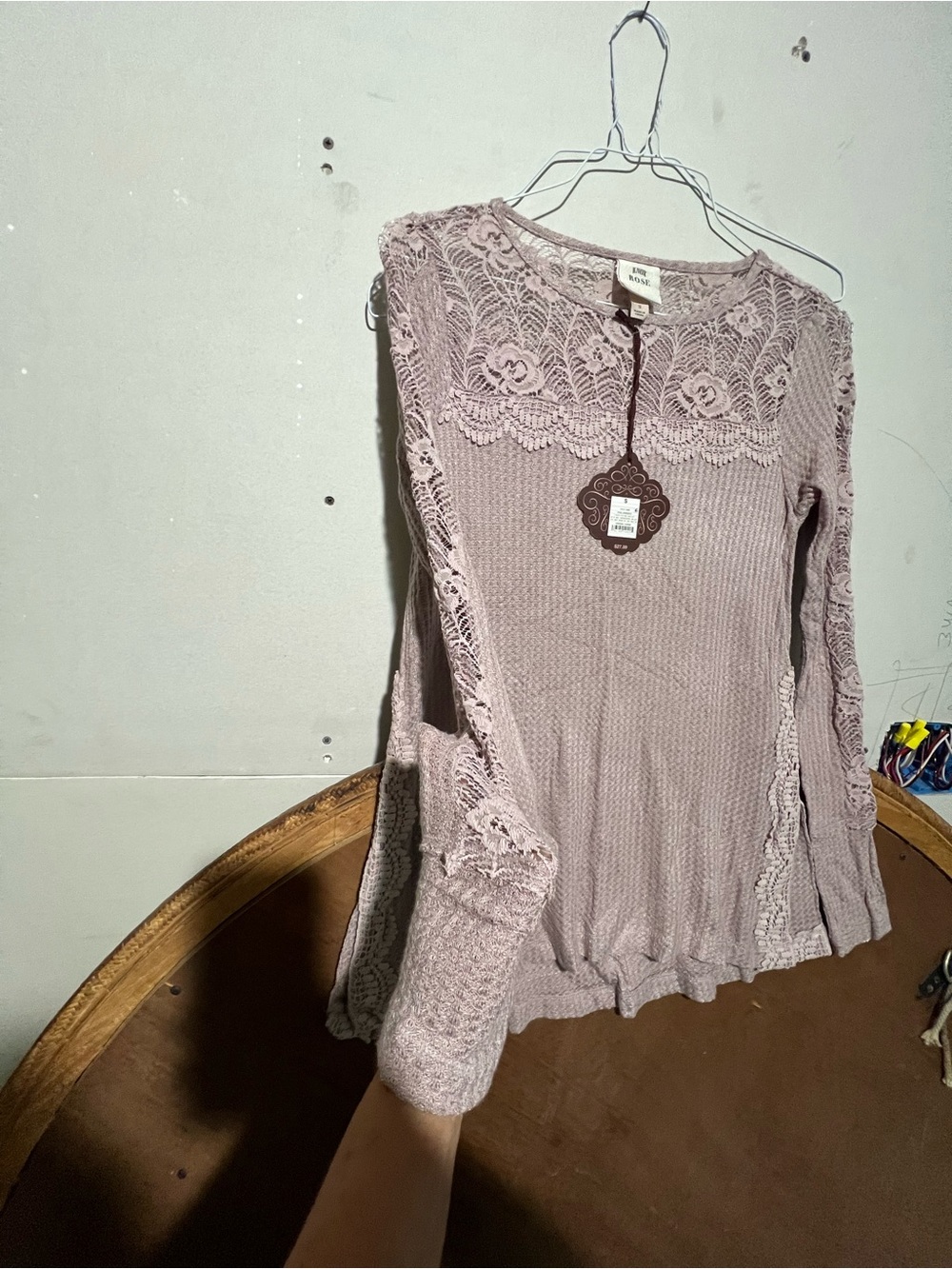 Target Lace-Trim Long Sleeve Top - Mauve brand new